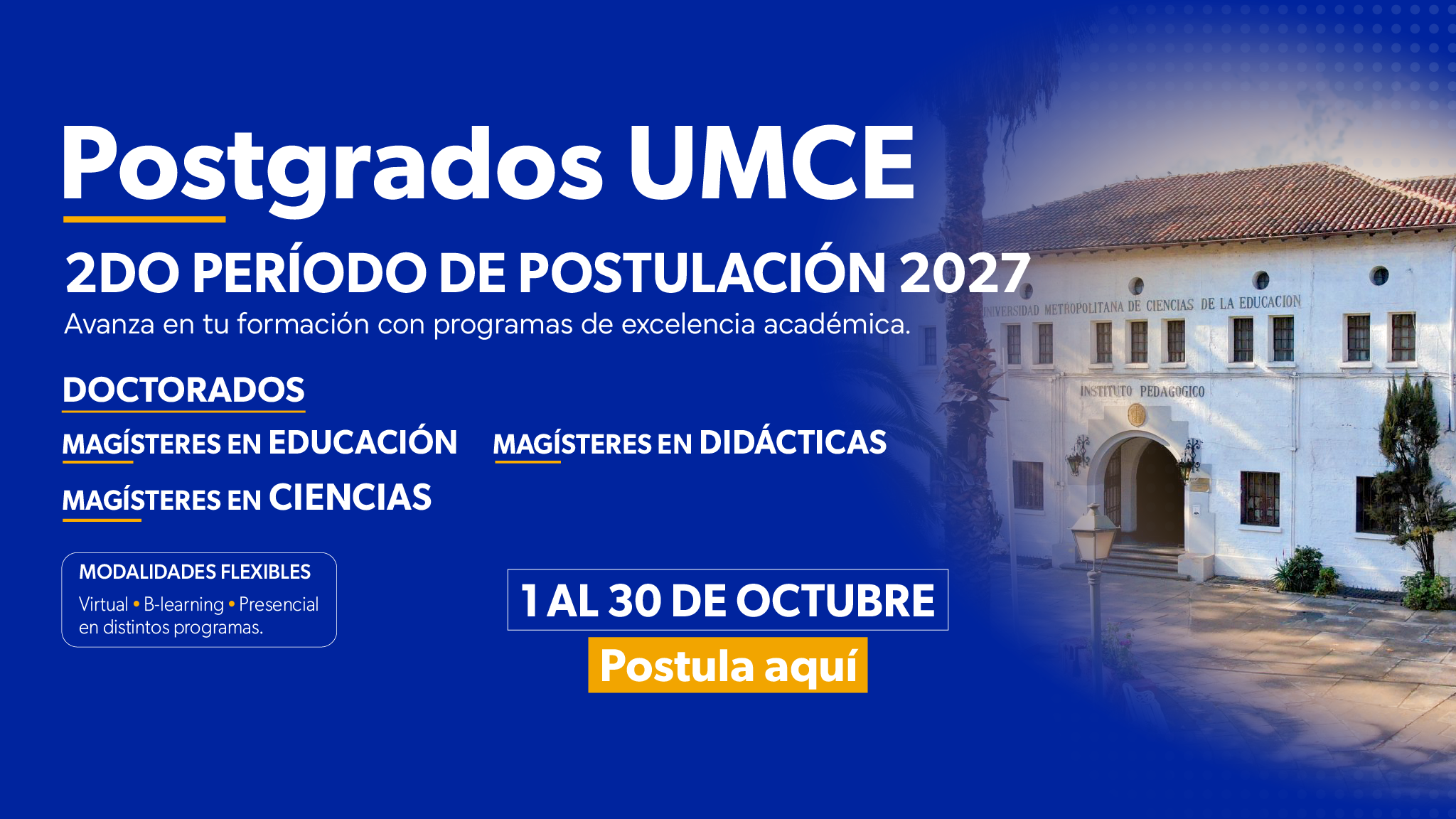 Inicio UMCE — Slide Web Segundo Periodo Postulacion Postgrado