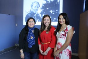 Las profesoras María Catalina Sabando, Isabel Berna y Lizethly Cáceres, expositoras del encuentro.