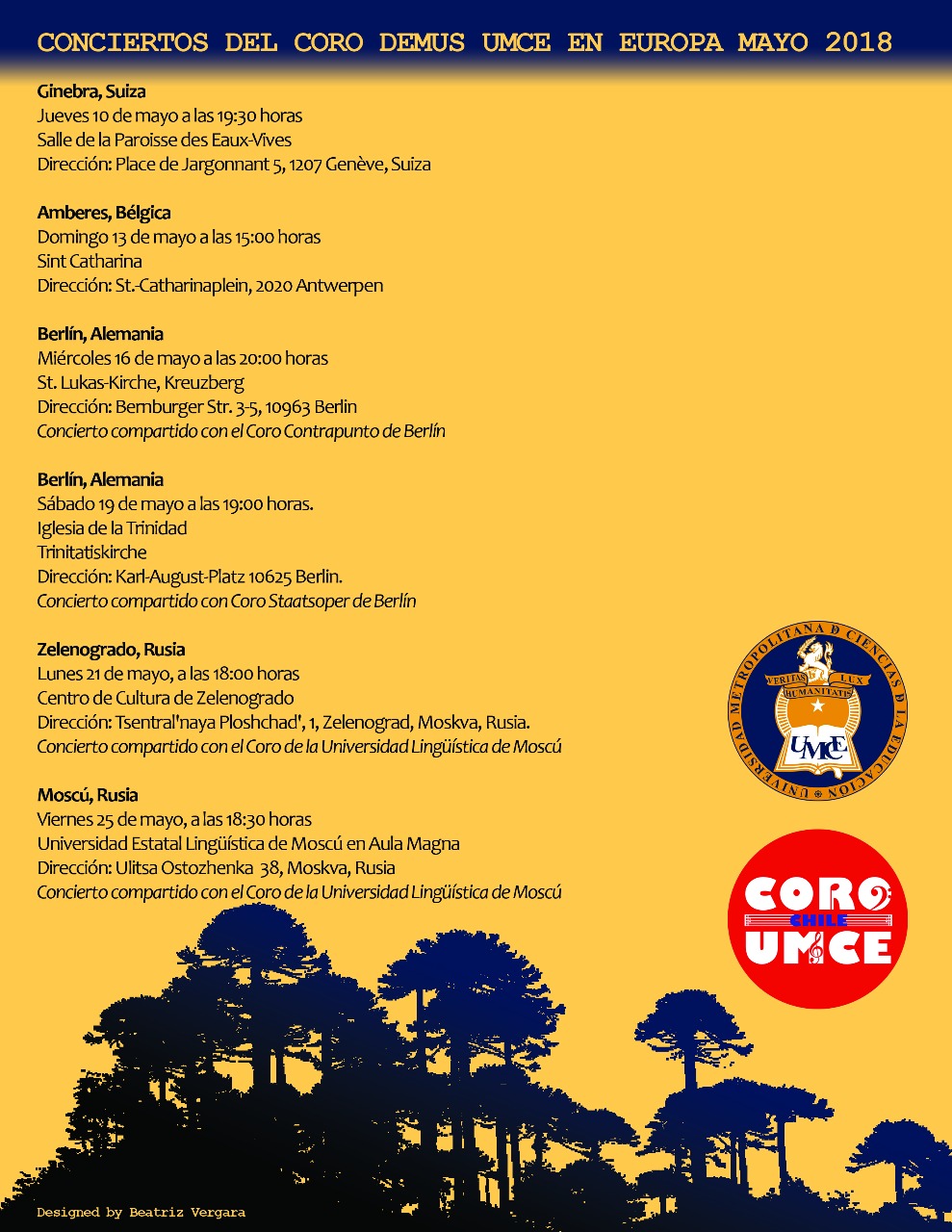 Coro DEMUS - UMCE comienza nueva gira de conciertos en Europa UMCE — Cronogramas de Conciertos en Europa Coro DEMUS UMCE d29