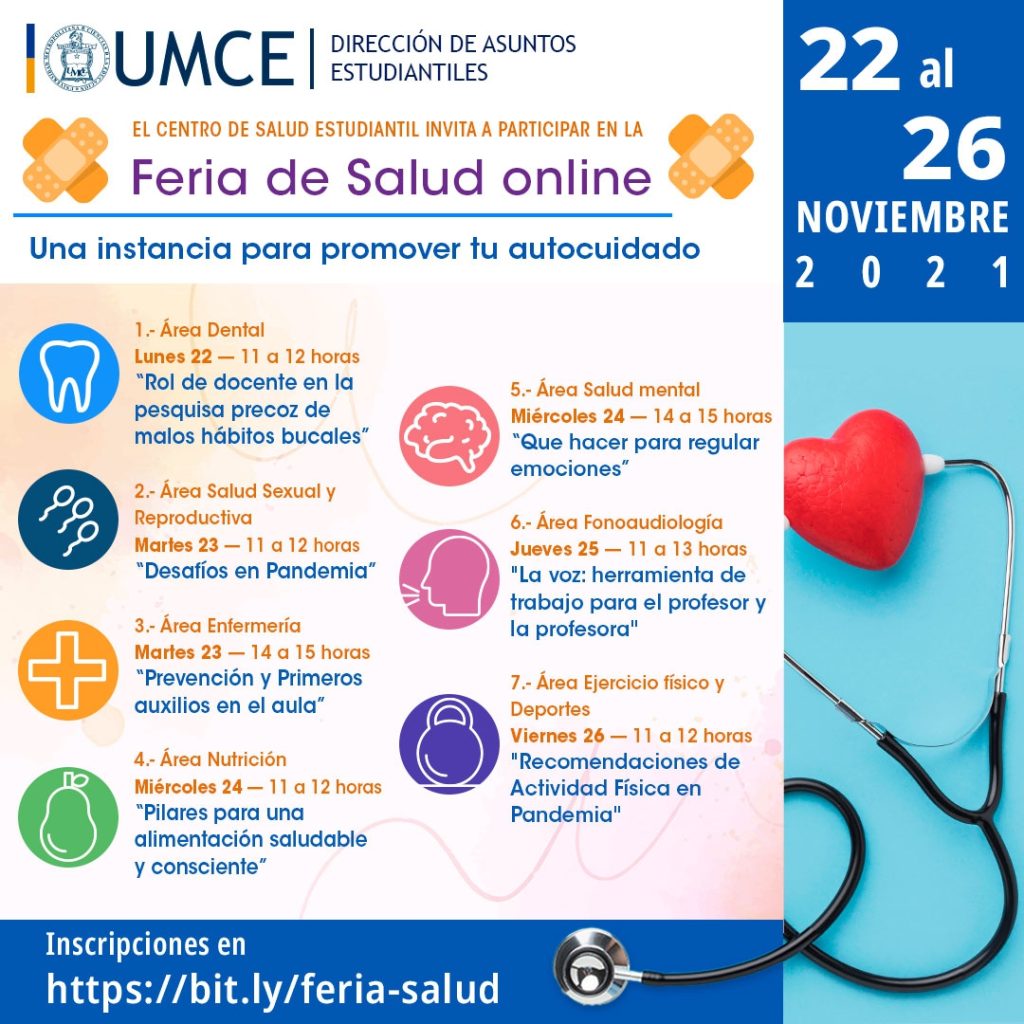 Centro de Salud Estudiantil UMCE invita a la Feria de salud online: una instancia para promover tu autocuidado 6c40637f76178b8285ca809948d5711f d79