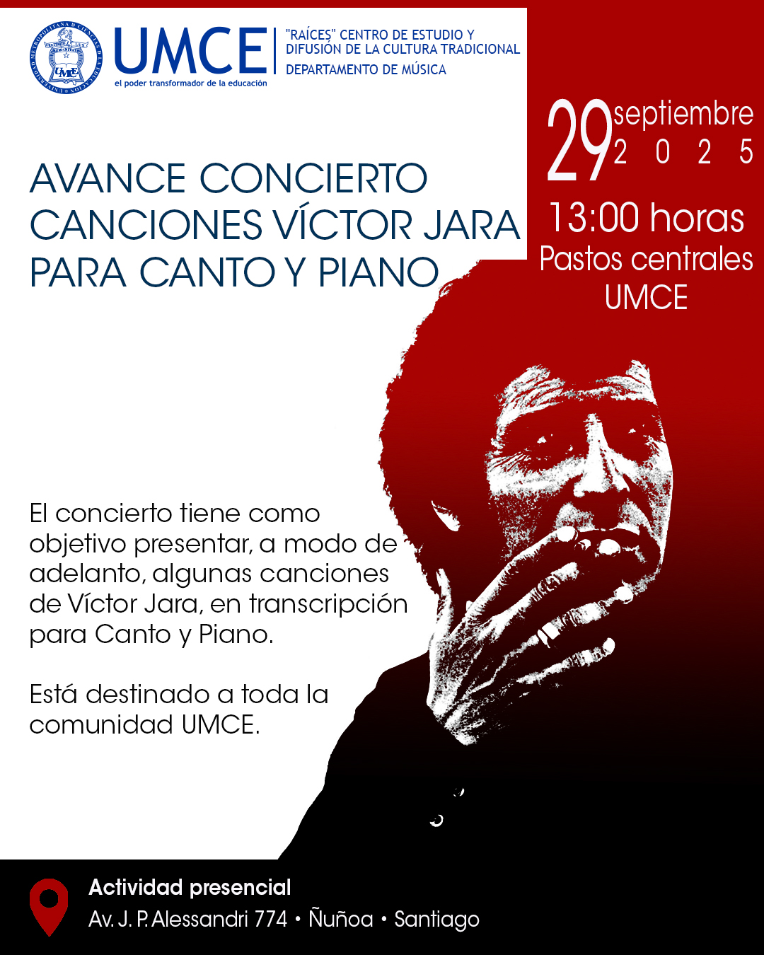 Avance Concierto canciones Víctor Jara para Canto y Piano
