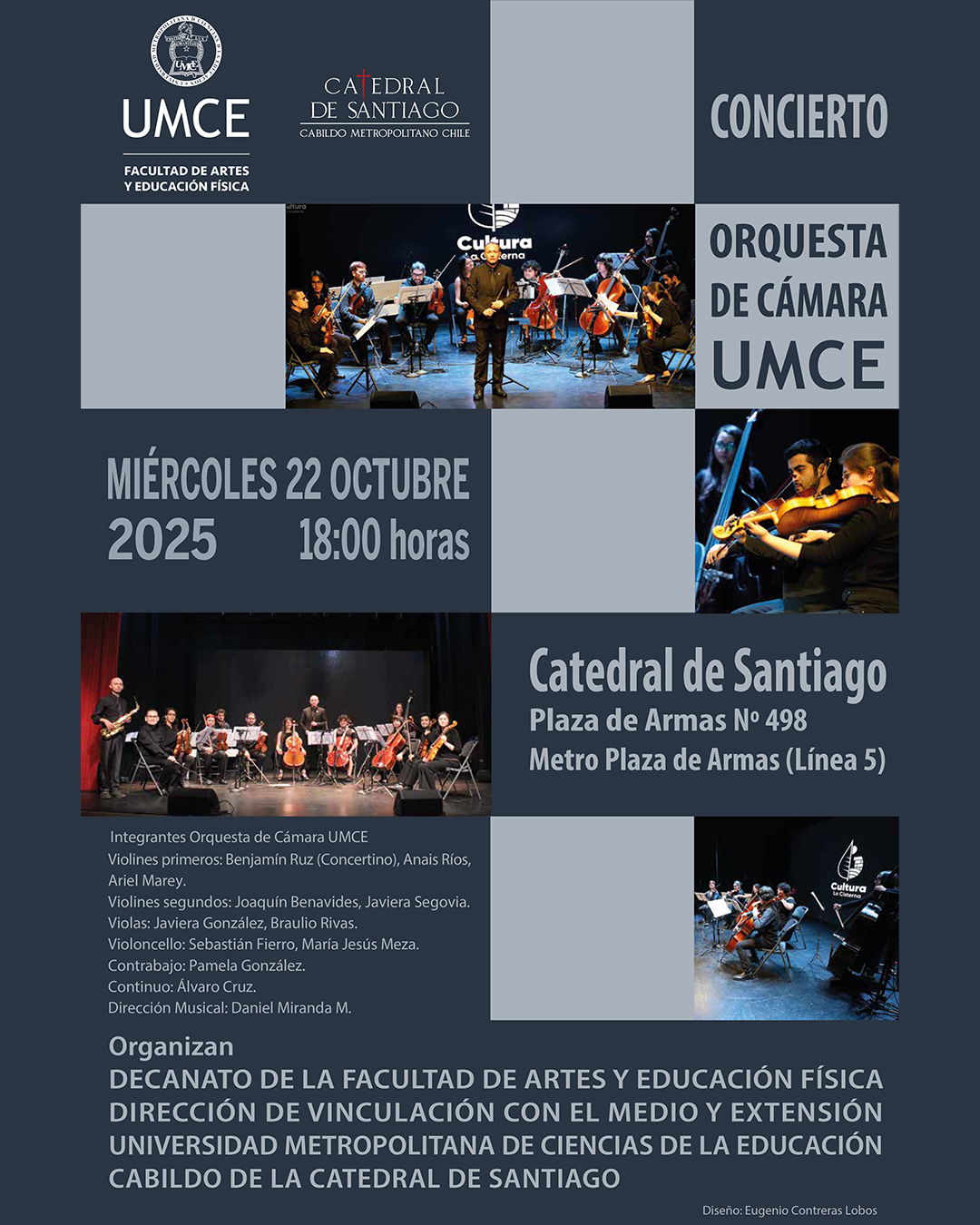 Concierto Orquesta Cámara UMCE en Catedral de Santiago