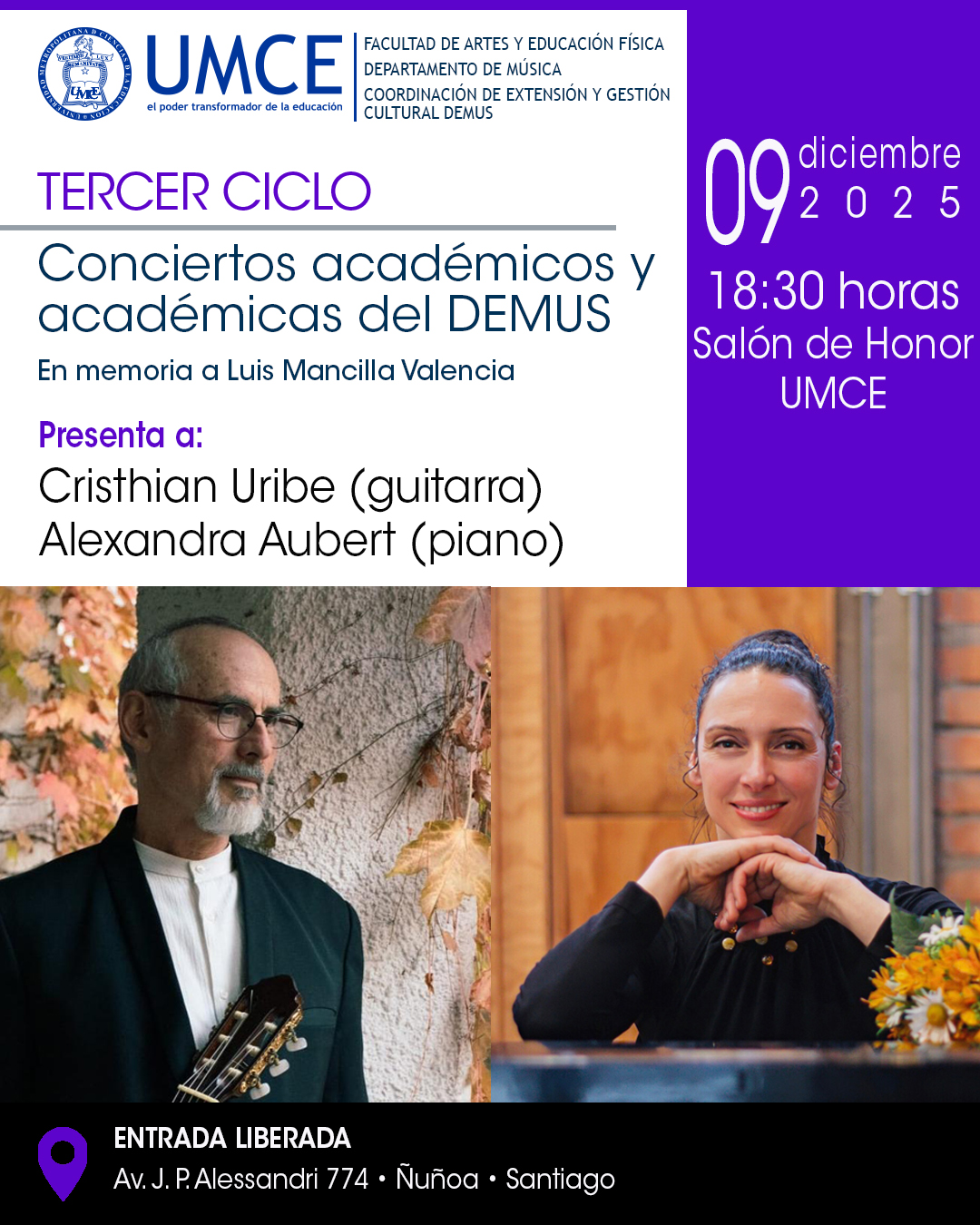 Tercer Ciclo – Conciertos académicos DEMUS – Cristian Uribe