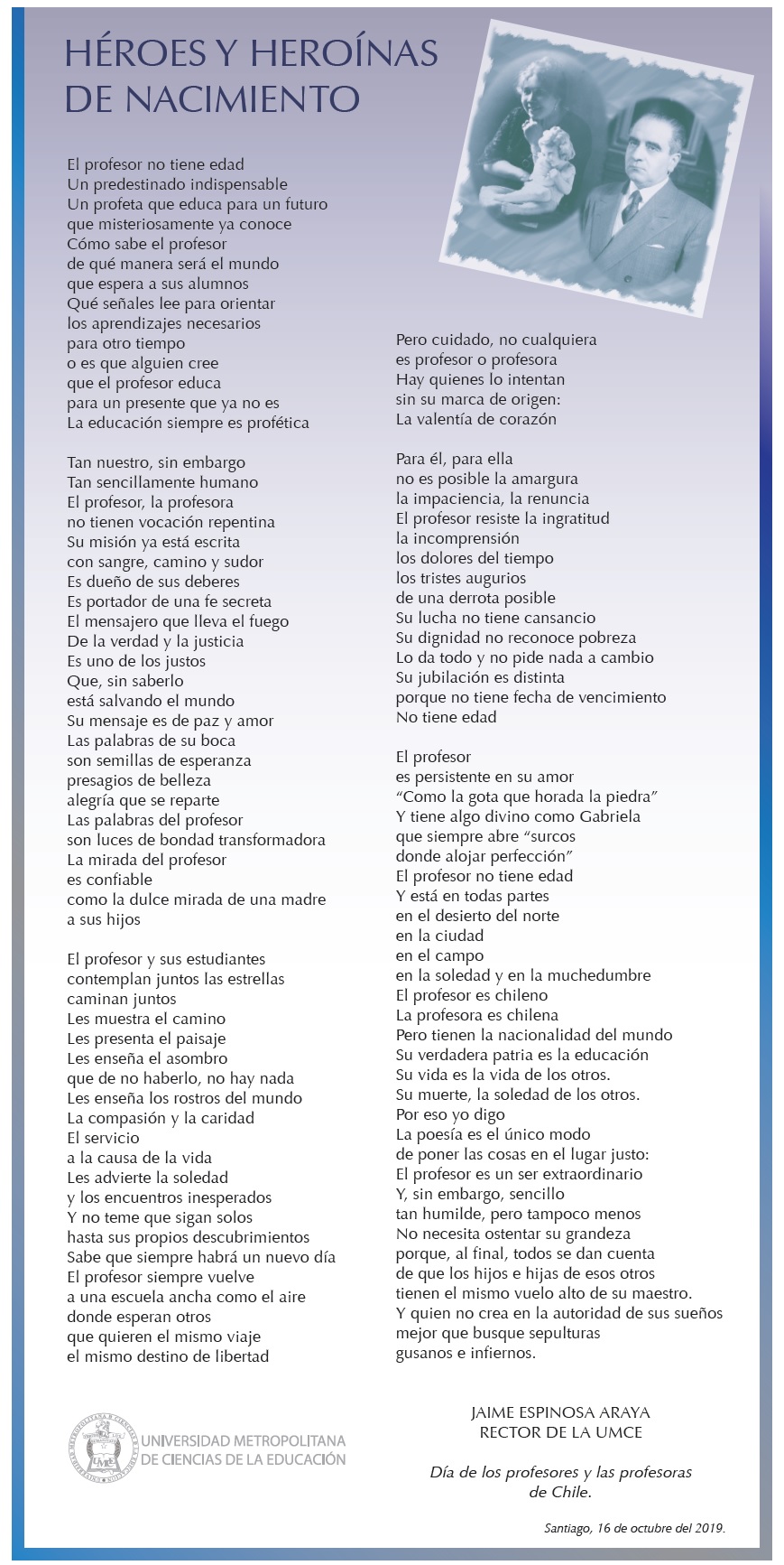 UMCE &mdash; Poema Rector Jaime Espinosa 480