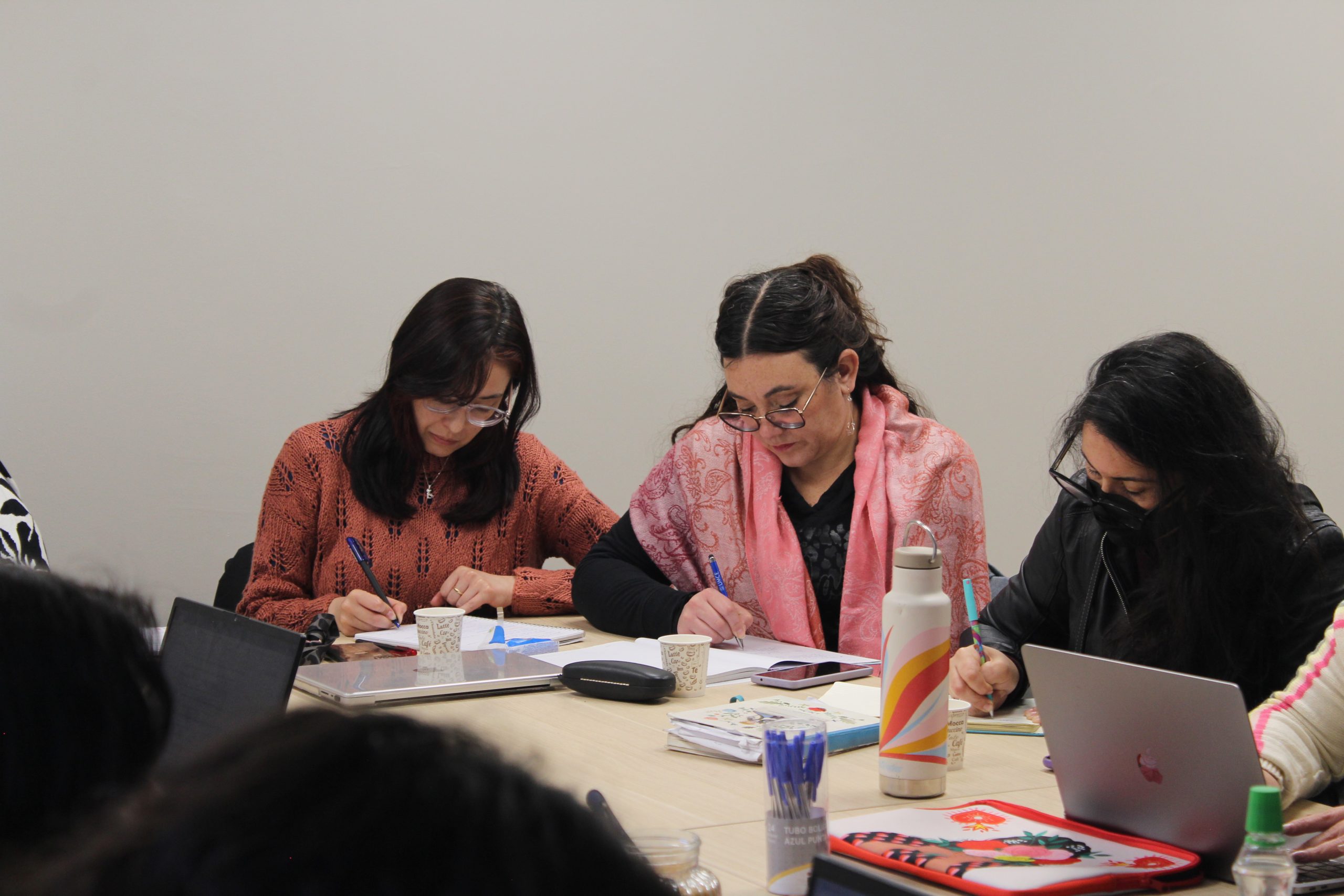 Fotografía de académicas participando en taller para guiar a académicas e investigadoras de la UMCE