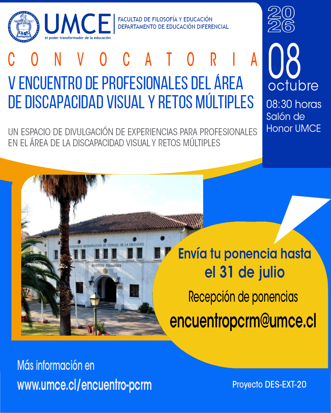 V Encuentro de profesionales del área de discapacidad visual y retos múltiples 2026