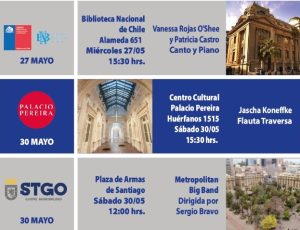 La programación de mayo incorpora nuevas actividades musicales en espacios patrimoniales de Santiago