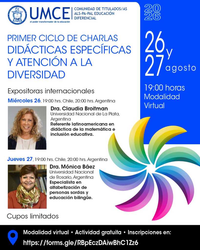 El ciclo contempla dos jornadas virtuales, gratuitas -previa inscripción- que se desarrollarán el 26 y 27 de agosto, a las 19:00 horas de Chile, con la participación de dos destacadas investigadoras de universidades públicas argentinas.