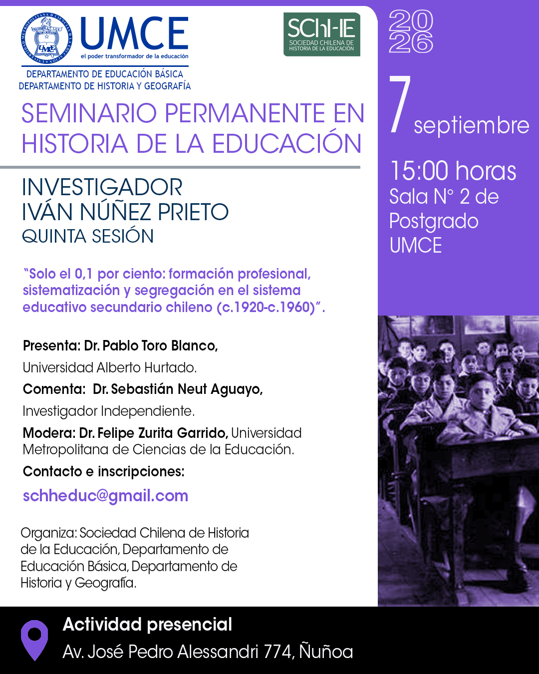 Seminario Permanente en Historia de la Educación Investigador Iván Núñez Prieto Seminario Permanente en Historia de la Educación Investigador Iván Núñez Prieto